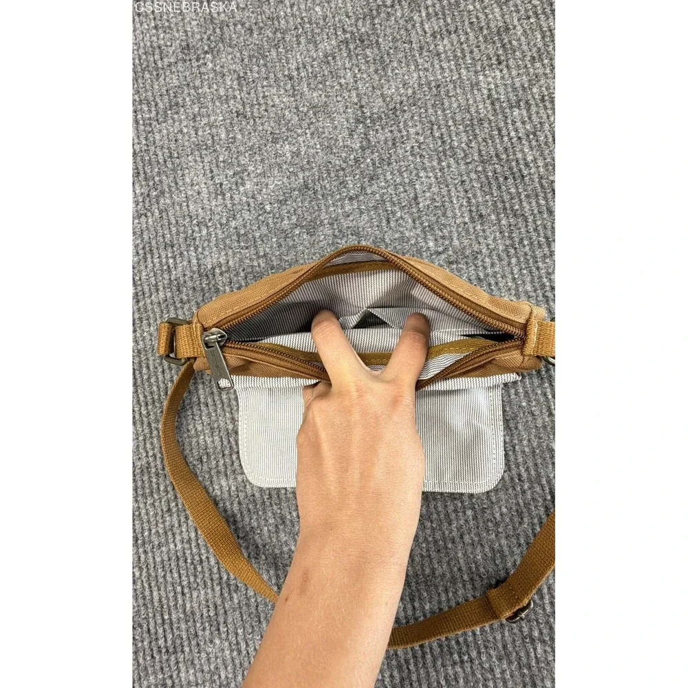 Carhartt Brown Canvas Small Crossbody Bag Utility Pouch Adjustable Strap - Picture 5 of 10